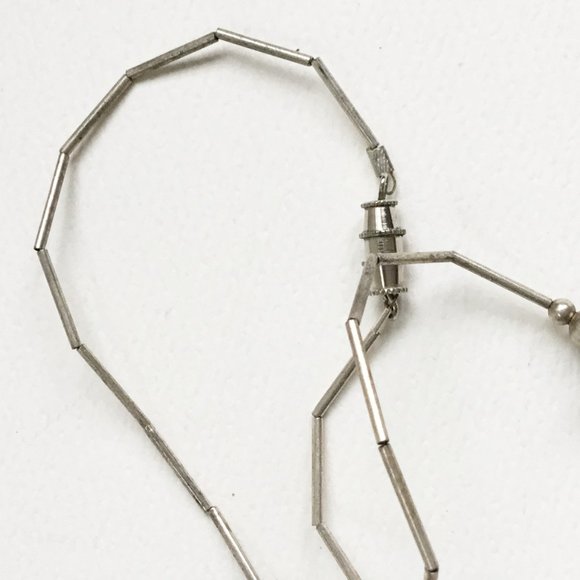 Liquid Sterling Silver Heishi Turquoise Colored Stone Nugget Choker Necklace - Picture 3 of 3